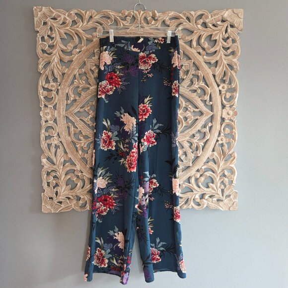 Windsor Pants - Windsor Dark Floral High Waisted Wide Leg Dress Pants Medium